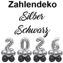Zahlendekoration Silvester 2026, 36cm große Zahlen in Silber zum Selbermachen