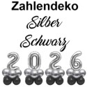 Zahlendekoration Silvester 2026, 36cm große Zahlen in Silber