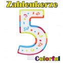 Zahlenkerze 5, Colorful