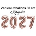 Zahlendekoration Silvester 2027, 36cm große Zahlen in Roségold