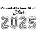 Zahlendekoration Silvester 2025, 36cm große Zahlen in Silber