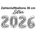Zahlendekoration Silvester 2026, 36cm große Zahlen in Silber