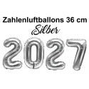 Zahlendekoration Silvester 2027, 36cm große Zahlen in Silber