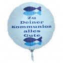 Zu Deiner Kommunion alles Gute, Luftballon aus Folie, weiß, mit Helium