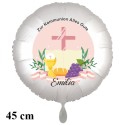 Personalisierter Folienballon zur Kommunion, mit  Name des Kommunionskindes, Rundballon mit Helium