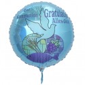 Zur Kommunion Gratulation - alles Gute, Luftballon aus Folie, türkis, ohne Helium