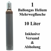 1 Ballongas Helium 10 Liter, 14 Tage Verleih, Mehrwegflasche