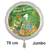 Dinosaurier Luftballon Zahl 1 zum 1. Geburtstag, 70 cm
