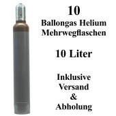 10 Ballongas Helium 10 Liter, 14 Tage Verleih, Mehrwegflaschen