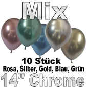 Luftballons in Chrome Mixed 35 cm, 10 Stück