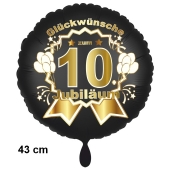 Luftballon aus Folie zum 10. Jahrestag und Jubiläum, 43 cm, schwarz, inklusive Helium