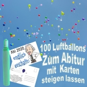 100 Luftballons mit Karten zum Abitur steigen lassen