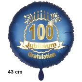 Luftballon aus Folie zum 100. Jahrestag und Jubiläum, 43 cm, blau,  inklusive Helium