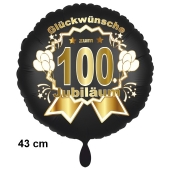 Luftballon aus Folie zum 100. Jahrestag und Jubiläum, 43 cm, schwarz, inklusive Helium