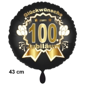 Luftballon aus Folie zum 100. Jahrestag und Jubiläum, 43 cm, schwarz,  inklusive Helium