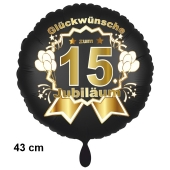 Luftballon aus Folie zum 15. Jahrestag und Jubiläum, 43 cm, schwarz, inklusive
