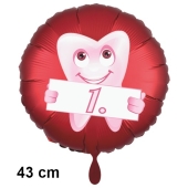Erster Zahn, Zahnparty Luftballon, Satin de Luxe, rot, 43 cm