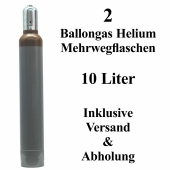2 Ballongas Helium 10 Liter, 14 Tage Verleih, Mehrwegflaschen