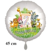 Luftballon Zahl 2 zum 2. Geburtstag, 43 cm, Dschungel mit Wildtieren