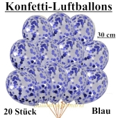 Konfetti-Luftballons 30 cm, blau, 20 Stück