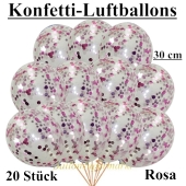 Konfetti-Luftballons 30 cm, rosa, 20 Stück