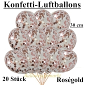 Konfetti-Luftballons 30 cm, Rosegold, 20 Stück