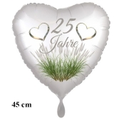 25 Jahre. 45 cm großer Herzluftballon mit Helium zur Silbernen Hochzeit