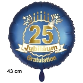 Luftballon aus Folie zum 25. Jahrestag und Jubiläum, 43 cm, blau, inklusive Helium