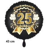 Luftballon aus Folie zum 25. Jahrestag und Jubiläum, 43 cm, schwarz, inklusive