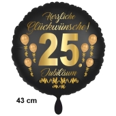 Luftballon aus Folie zum 25. Jahrestag und Jubiläum, 43 cm, schwarz, Satin, inklusive Helium