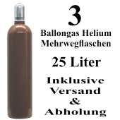 3 Ballongas Helium 25 Liter Flaschen
