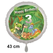 Dinosaurier Luftballon Zahl 3 zum 3. Geburtstag, 43 cm