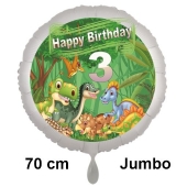 Dinosaurier Luftballon Zahl 3 zum 3. Geburtstag, 70 cm