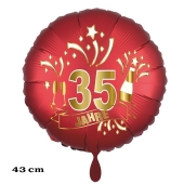 Luftballon aus Folie zum 35. Jahrestag und Jubiläum, 43 cm, rot, inklusive Helium