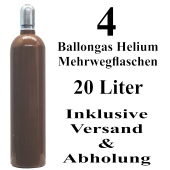 4 Ballongas Helium 20 Liter Mehrwegflaschen