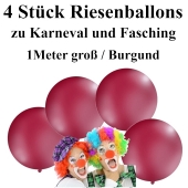 4 Riesenballons zu Karneval und Fasching, 1 Meter groß, Burgund