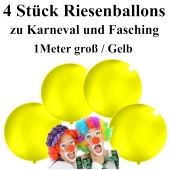 4 Riesenballons zu Karneval und Fasching, 1 Meter groß, Gelb