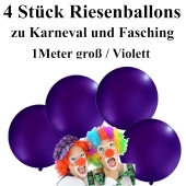 4 Riesenballons zu Karneval und Fasching, 1 Meter groß, Violett
