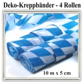 Kreppbänder Bayrische Rauten Dekoration, 4 Rollen, 10 Meter x 5 cm, schwer entflammbar