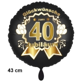 Luftballon aus Folie zum 40. Jahrestag und Jubiläum, 43 cm, schwarz, inklusive Helium
