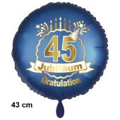 Luftballon aus Folie zum 45. Jahrestag und Jubiläum, 43 cm, blau, inklusive Helium