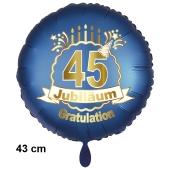 Luftballon aus Folie zum 45. Jahrestag und Jubiläum, 43 cm, blau
