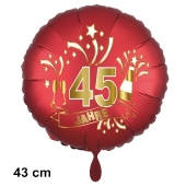 Luftballon aus Folie zum 45. Jahrestag und Jubiläum, 43 cm, rot, inklusive Helium