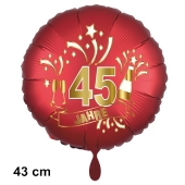 Luftballon aus Folie zum 45. Jahrestag und Jubiläum, 43 cm, rot,  inklusive Helium