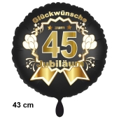 Luftballon aus Folie zum 45. Jahrestag und Jubiläum, 43 cm, schwarz, inklusive Helium