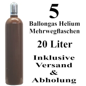 5 Ballongas Helium 20 Liter Mehrwegflaschen