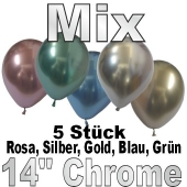 Luftballons in Chrome mixed 35 cm, 5 Stück