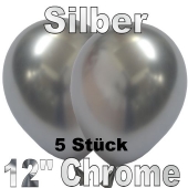 Luftballons in Chrome Silber 30 cm, 5 Stück