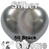 Luftballons in Chrome Silber 30 cm, 50 Stück