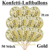 Konfetti-Luftballons 30 cm, Gold, 50 Stück